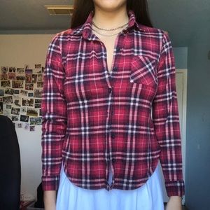 Soft Red Plaid Button Down